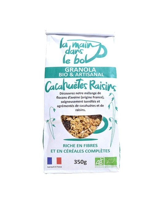 Organic granola - Peanuts and raisins - La Main dans le Bol