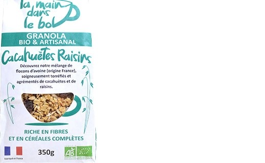 Organic granola - Peanuts and raisins - La Main dans le Bol