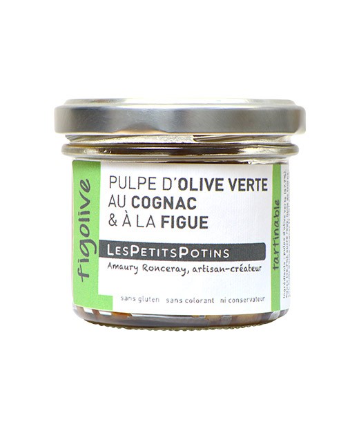 Green olive pulp with cognac and fig