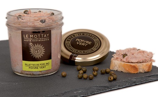 Organic pork rillettes with green pepper - Le Mottay Gourmand