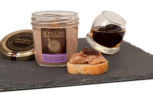 Organic pork rillettes with dried Prune and Armagnac - Le Mottay Gourmand