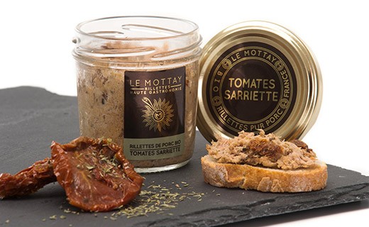 Pork rillettes with dried tomatoes and savory - organic - Le Mottay Gourmand